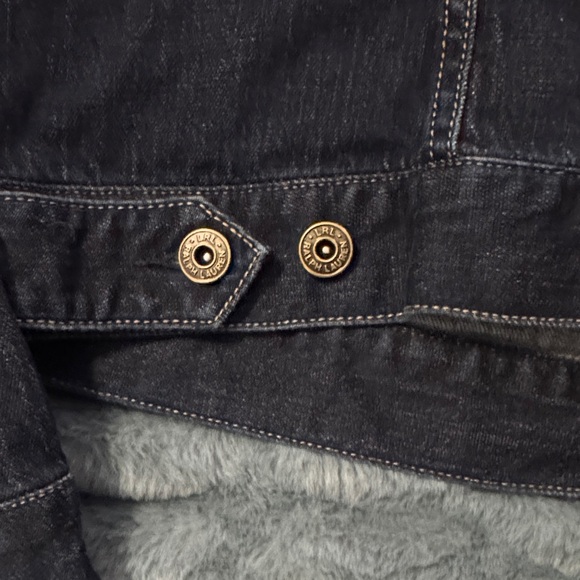 Lauren Ralph Lauren Dark Denim Jacket with Tan Leather Trim - Picture 6 of 6